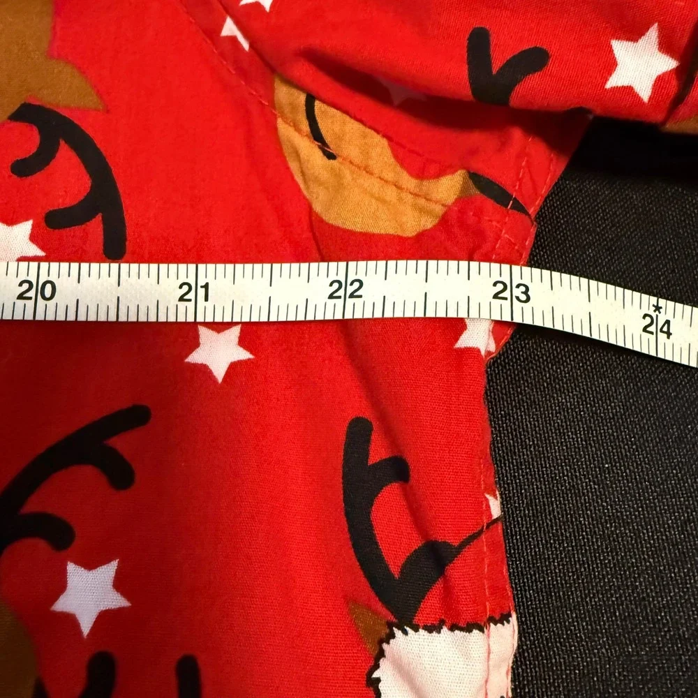 Denim & Flower Reindeer Christmas Shirt Men's XL Red Holiday Novelty Button Down